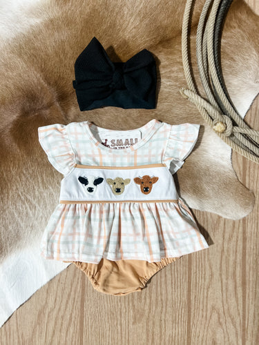 Cow French Knot Romper