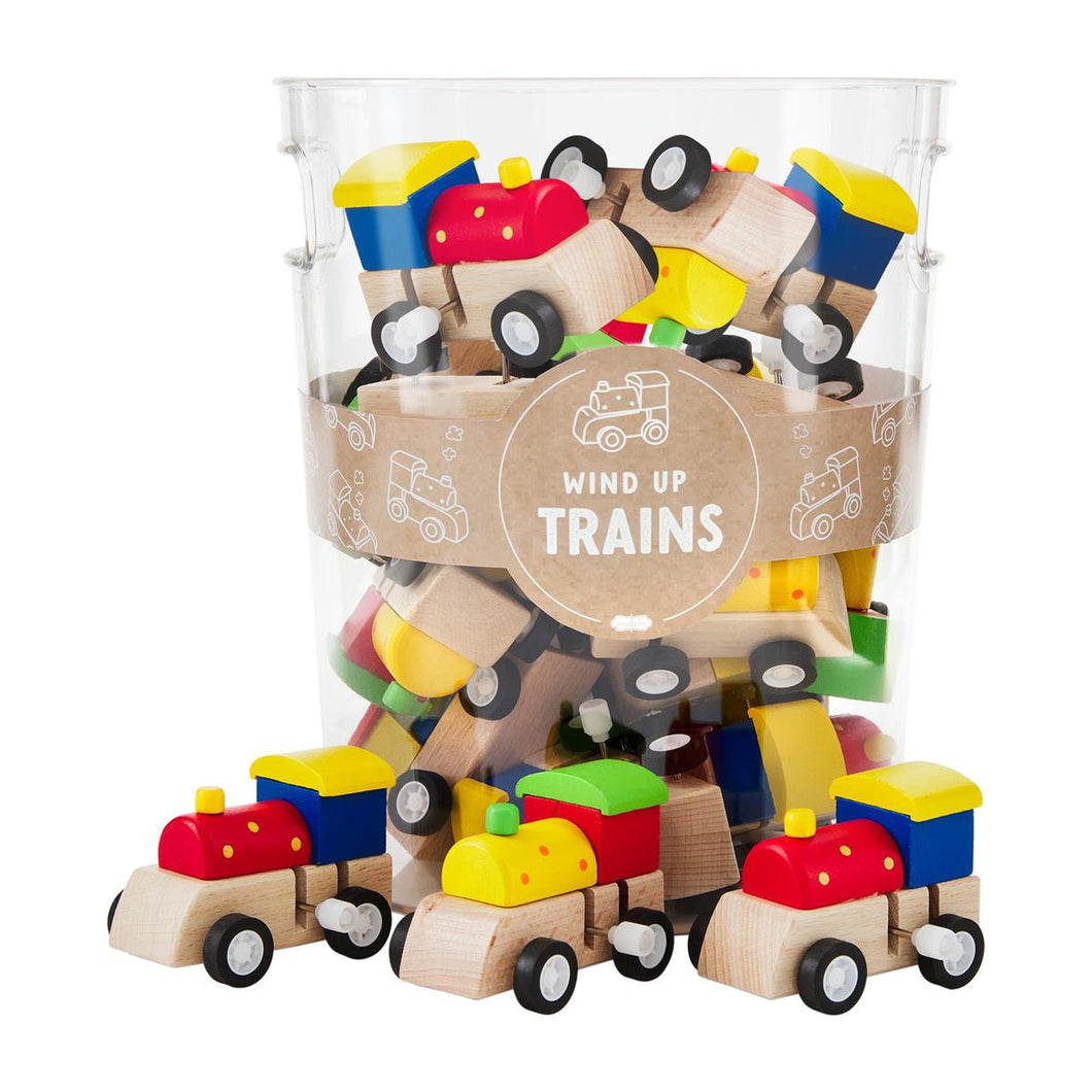 Wooden Wind Up Train Cars