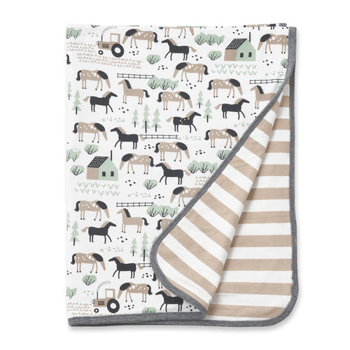 Horses Bamboo Baby Stroller Blanket