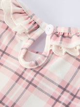 Western Horse Embroidered Smocked Pink Plaid Romper