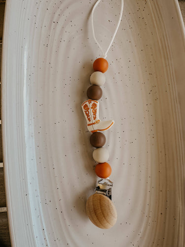 Boot scootin Pacifier Clip