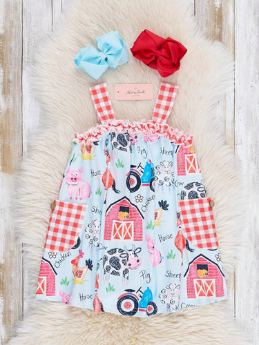 Red Gingham Farm Ruffle Dress