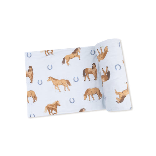 Blue Horses Swaddle