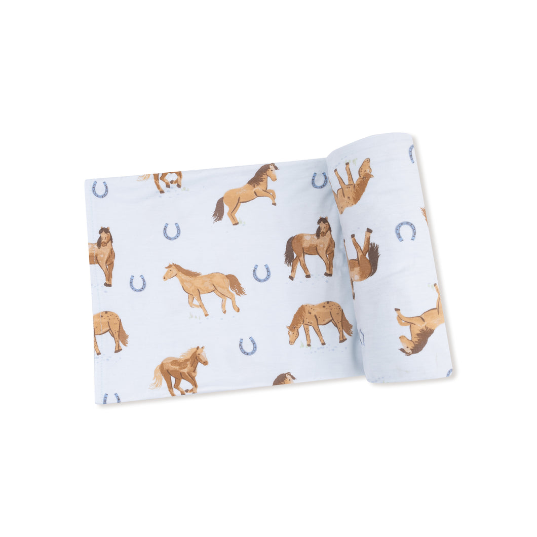 Blue Horses Swaddle