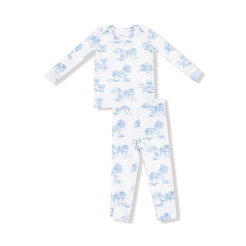 Farm Toile Pajama Set - Blue