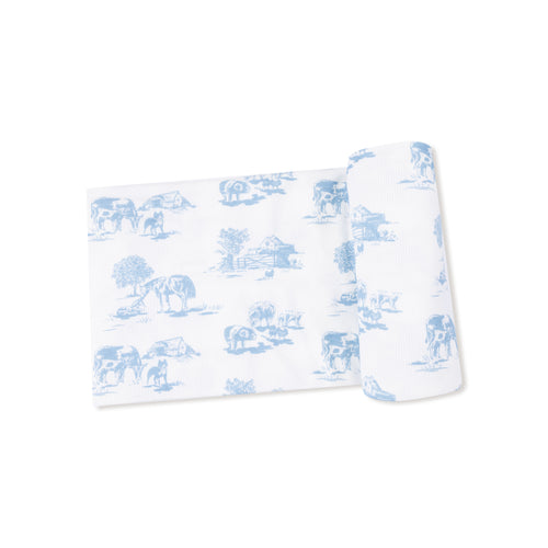Farm Toile Swaddle - Blue