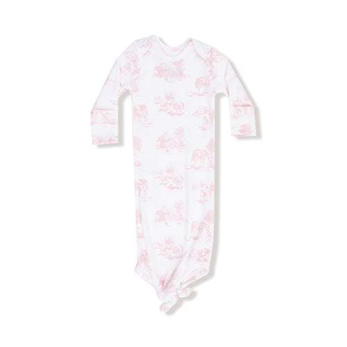 Farm Toile Knotted Gown - Pink