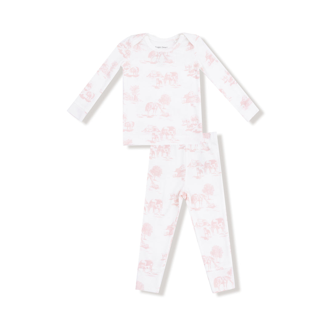 Farm Toile Pajama Set - Pink