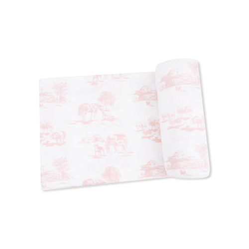 Farm Toile Swaddle - Pink