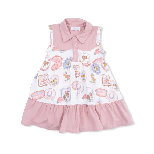 Pink Rodeo Patches Bodysuit Dress