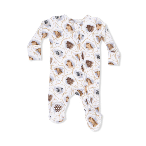 Farm Animals Silhouette Zipper Footie