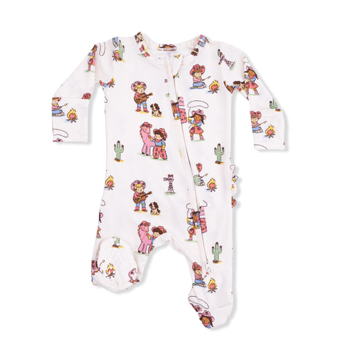 Vintage Cowgirls Zipper Footie