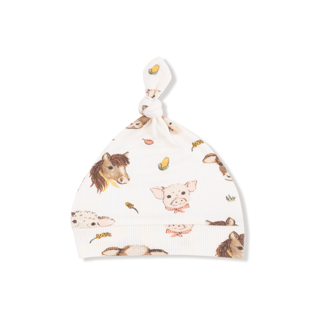 Vintage Farm Animals Knotted Hat