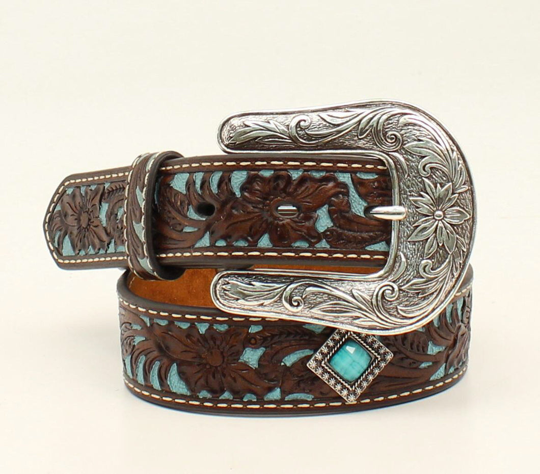 Ariat Girls Tooled Leather with Turquoise Inlay & Conchos